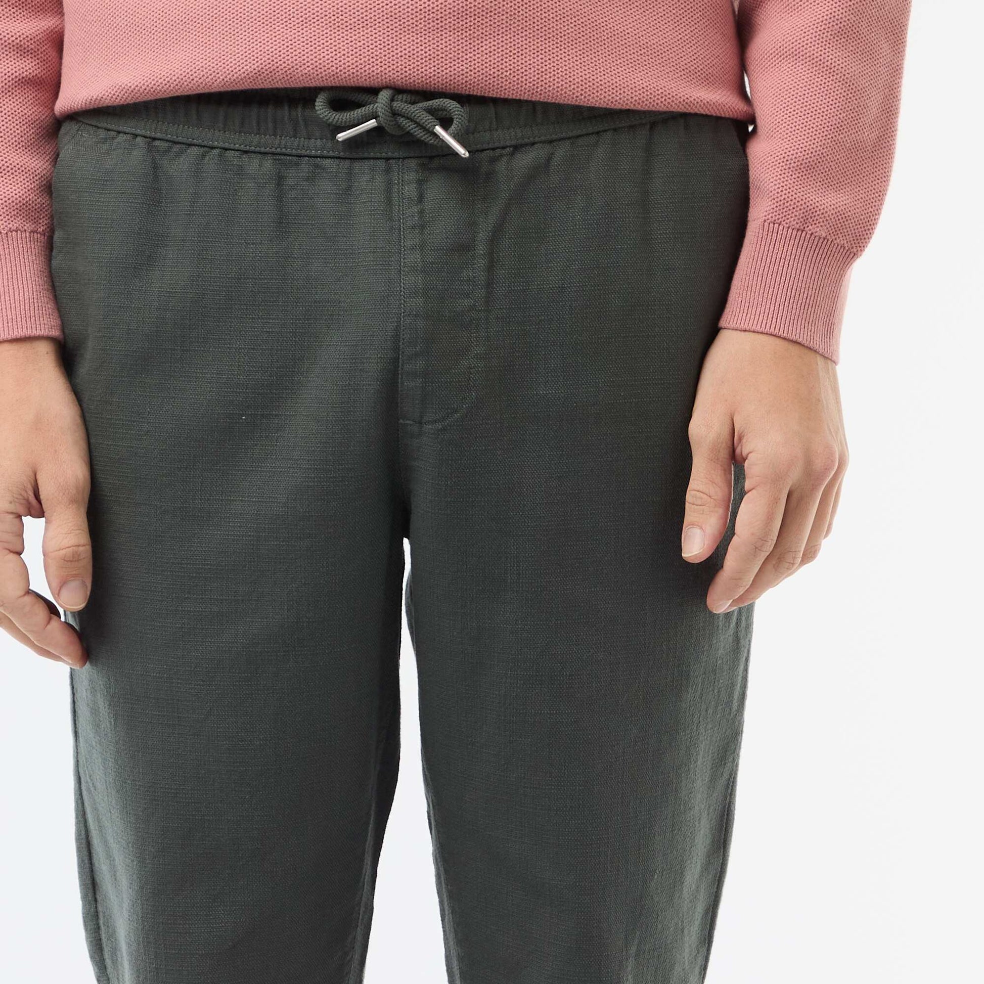 Pantalón recto con cintura elástica VERDE