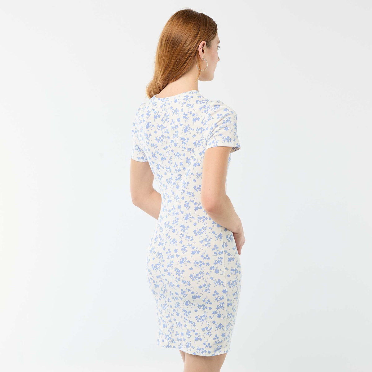 Vestido camiseta corto con nudo decorativo BEIGE