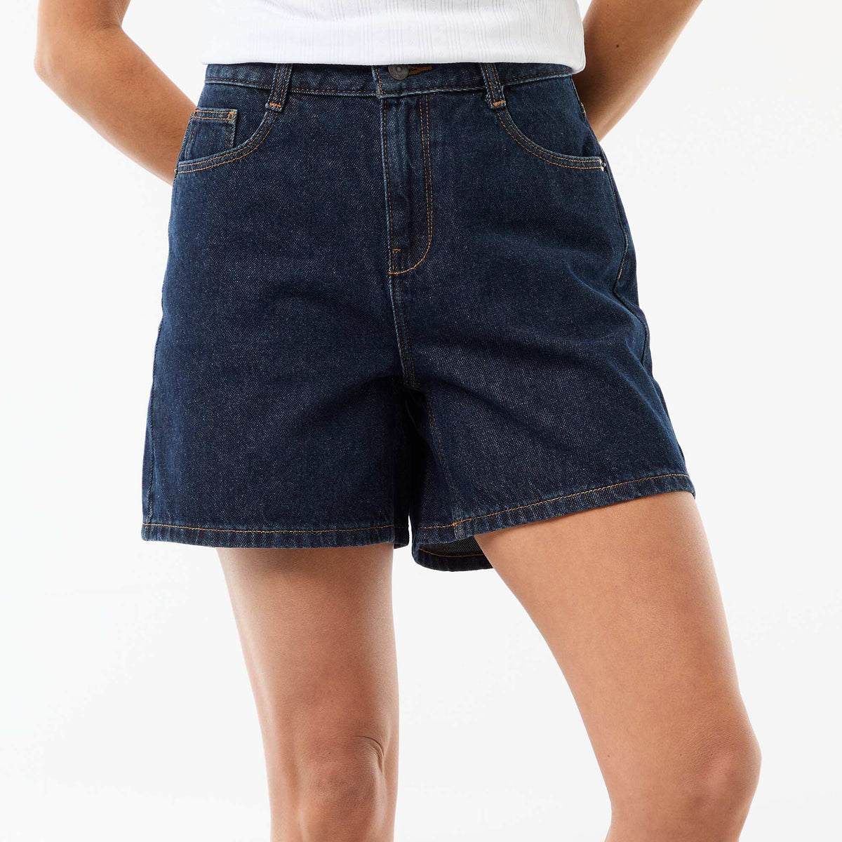 Pantalón corto jean de tiro alto AZUL