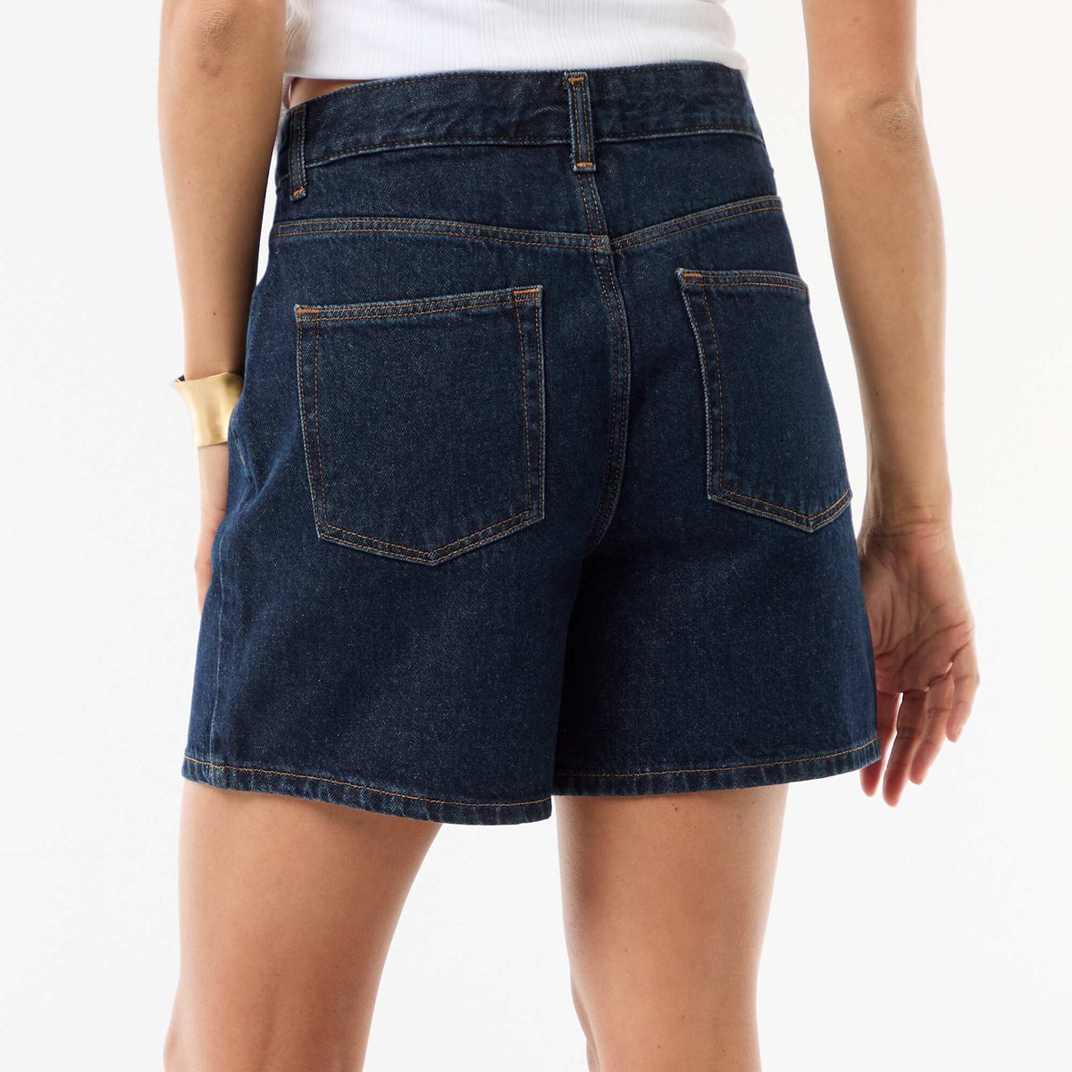 Pantalón corto jean de tiro alto AZUL