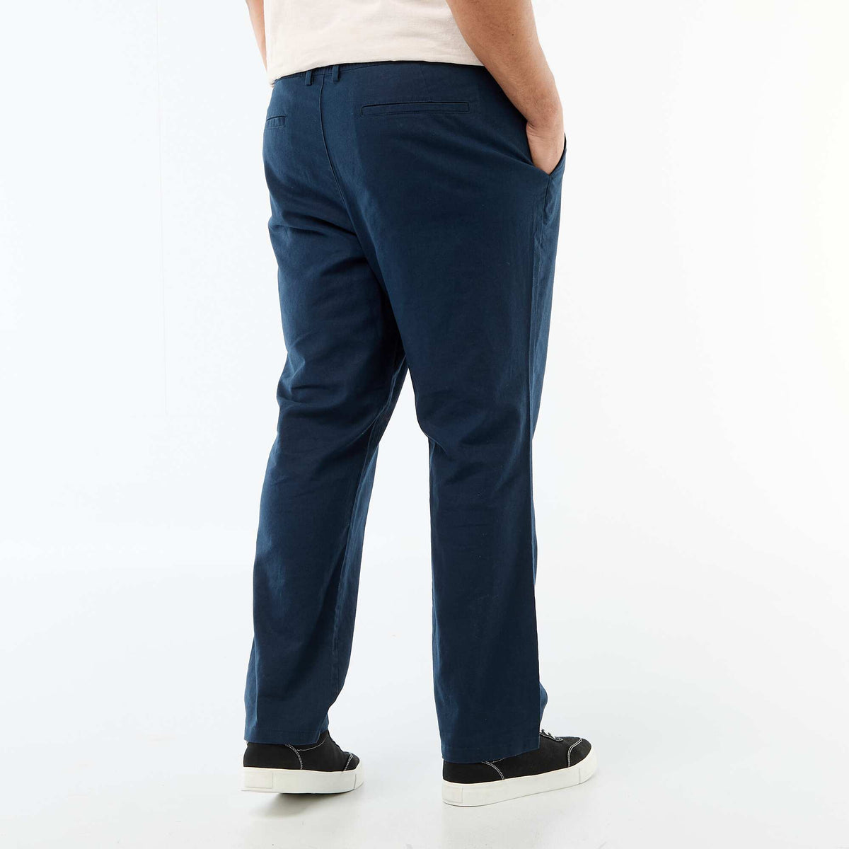 Pantalón recto de lino mixto AZUL