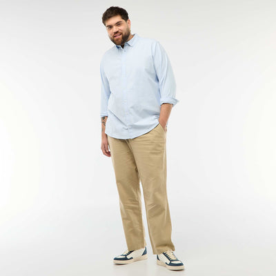 Pantalón recto de lino mixto BEIGE