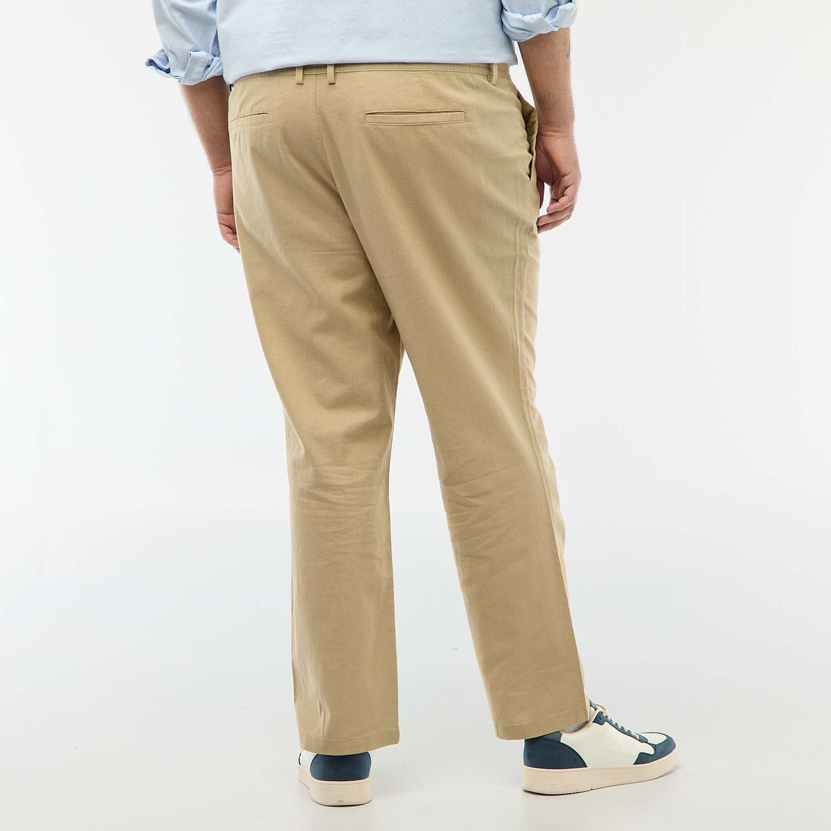 Pantalón recto de lino mixto BEIGE