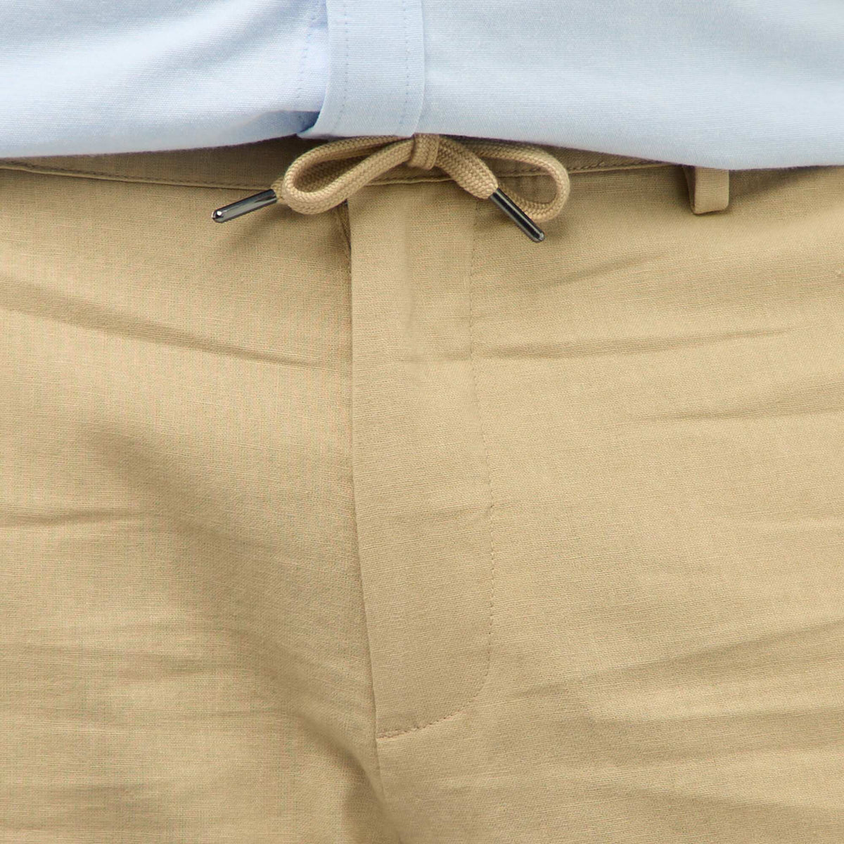 Pantalón recto de lino mixto BEIGE