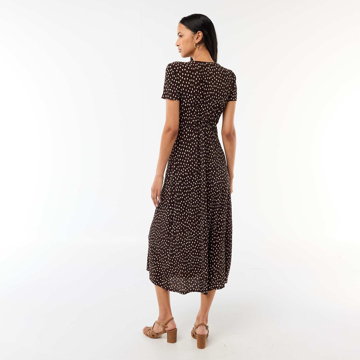 Vestido largo estampado all-over fino MARRON