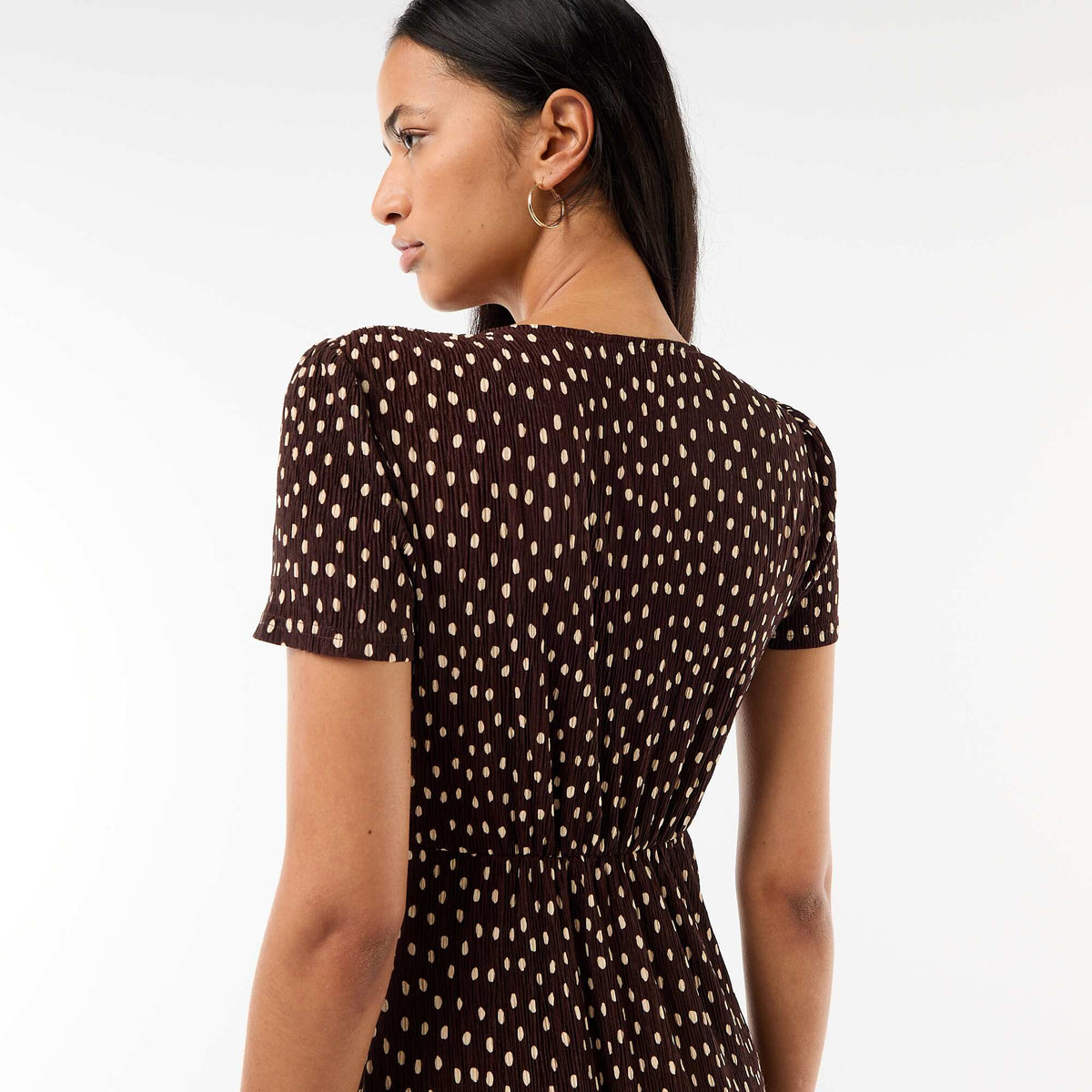 Vestido largo estampado all-over fino MARRON
