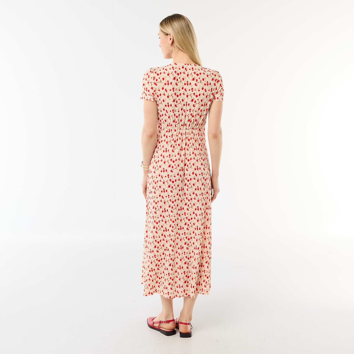 Vestido largo estampado all-over fino BLANCO