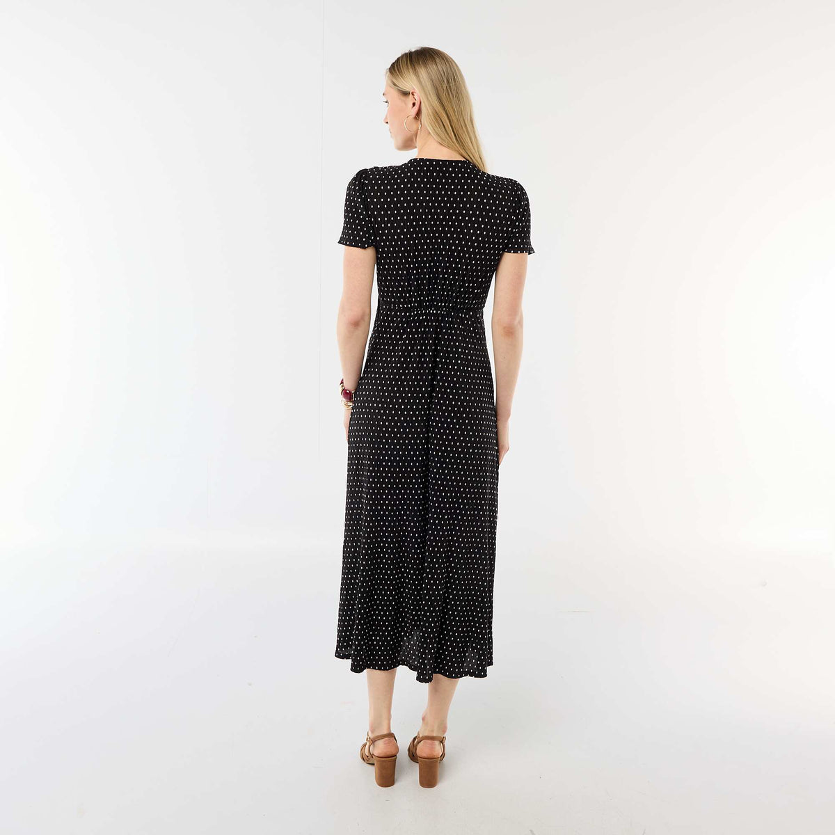 Vestido largo estampado all-over fino NEGRO