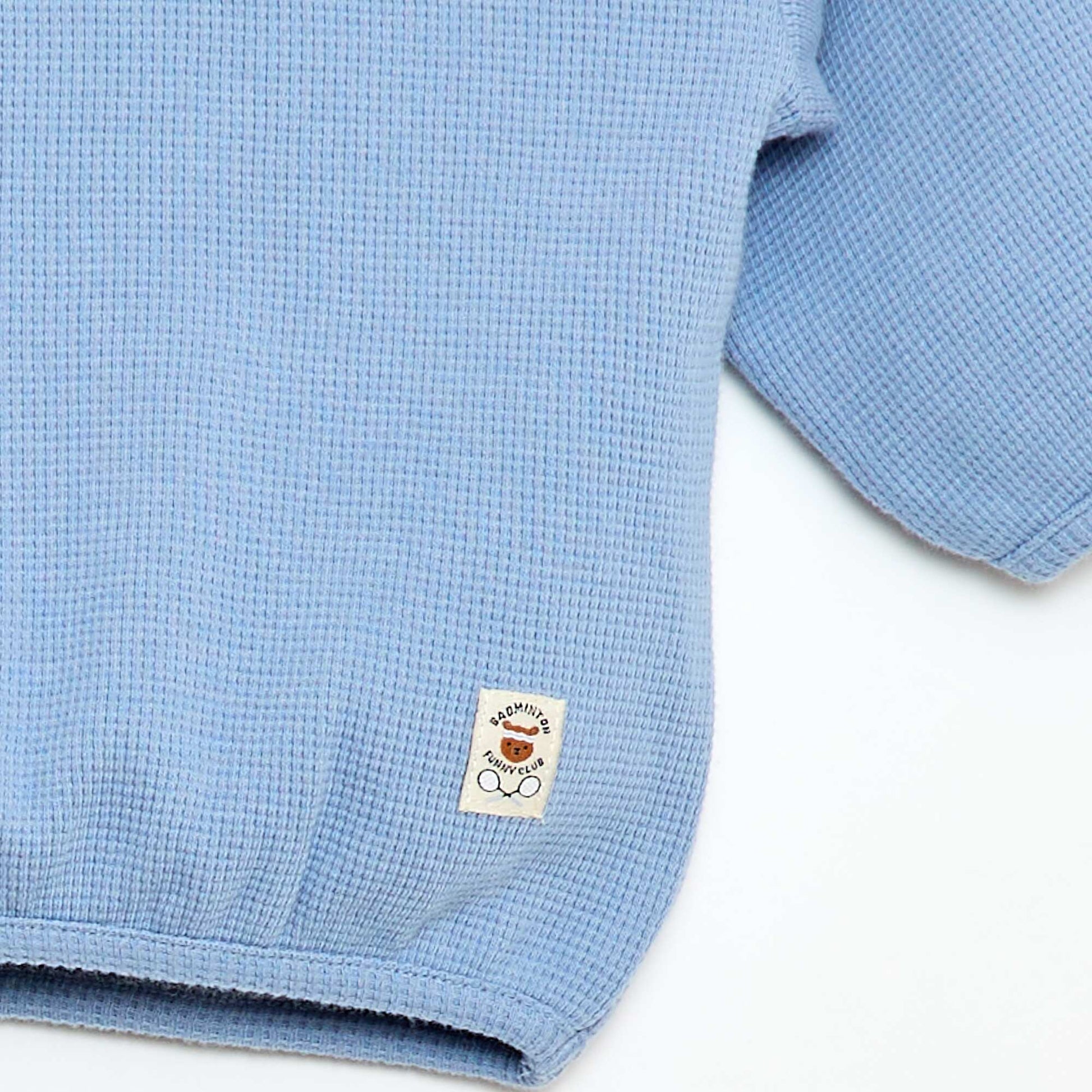 Camiseta de manga larga en punto gofrado AZUL
