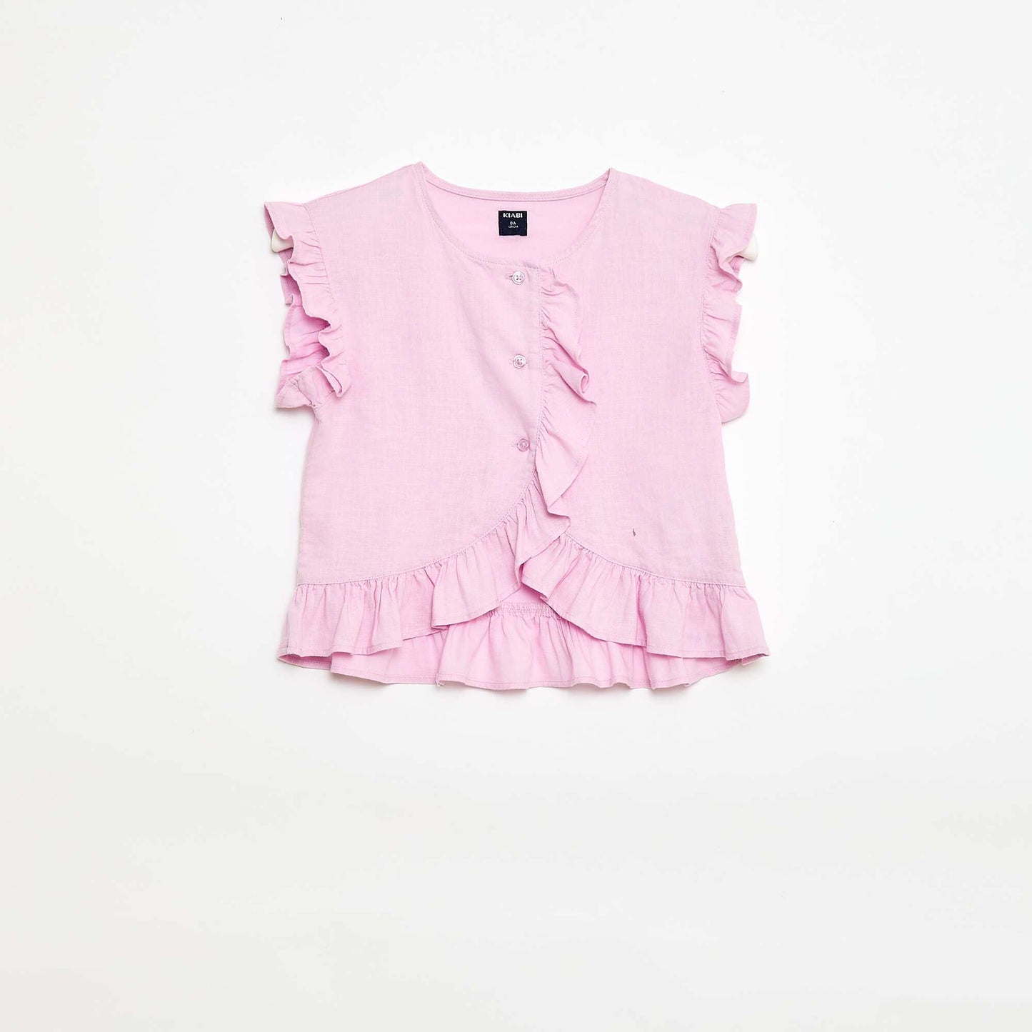 Top con volantes en mezcla de lino PURPURA