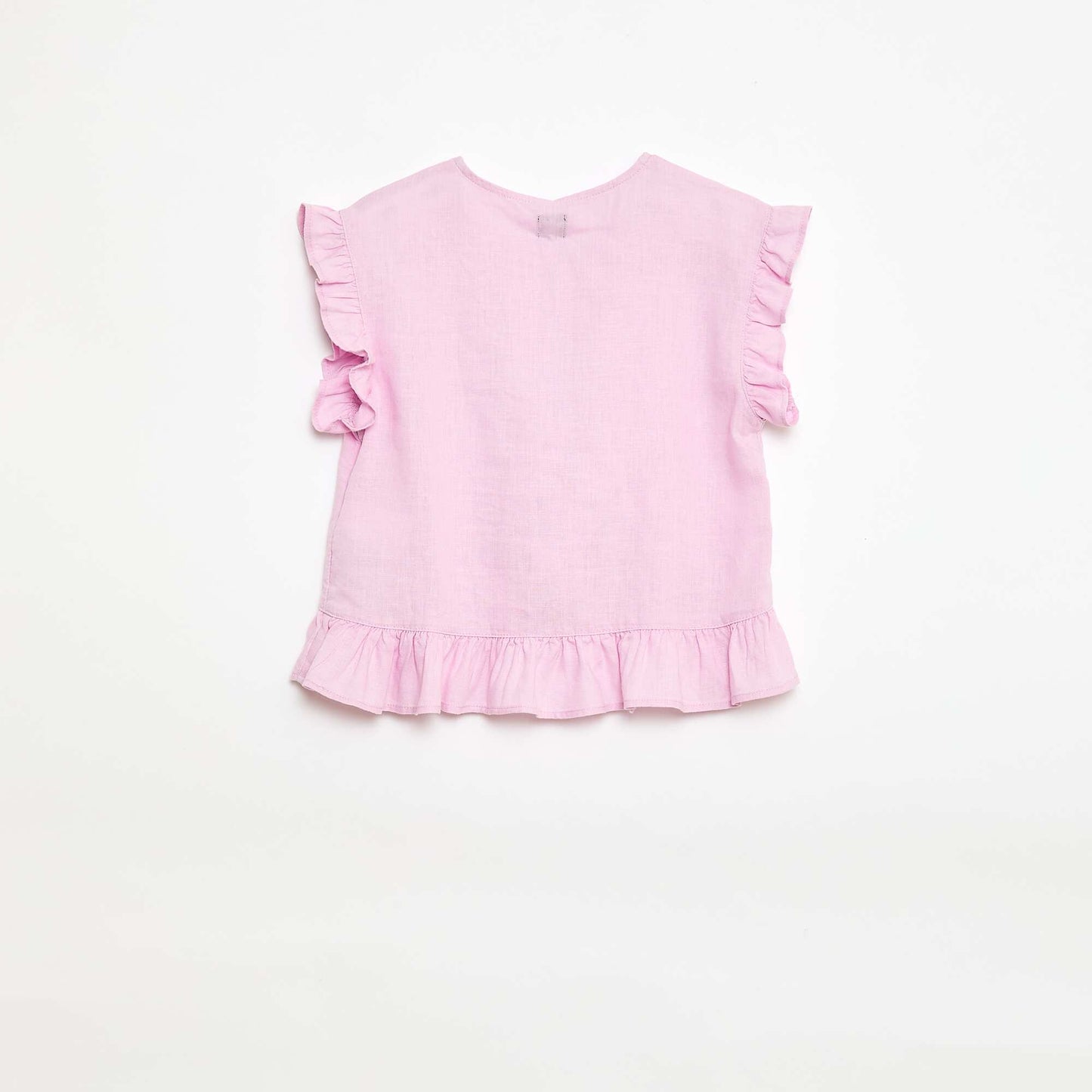 Top con volantes en mezcla de lino PURPURA