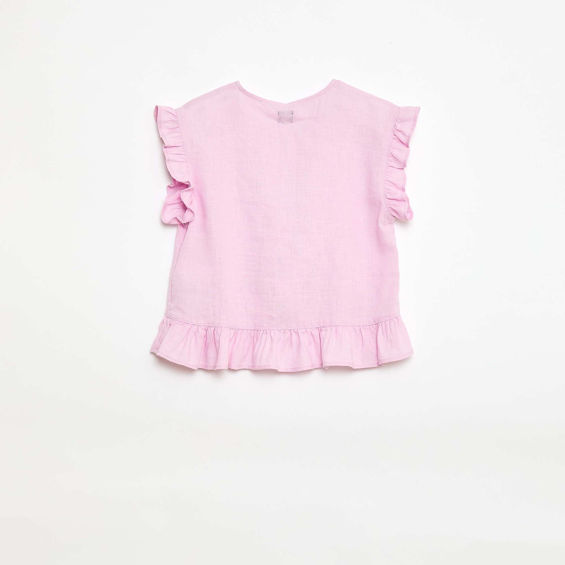Top con volantes en mezcla de lino PURPURA