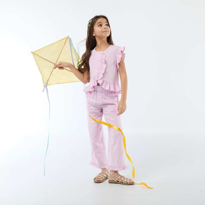 Pantalón en mezcla de lino PURPURA