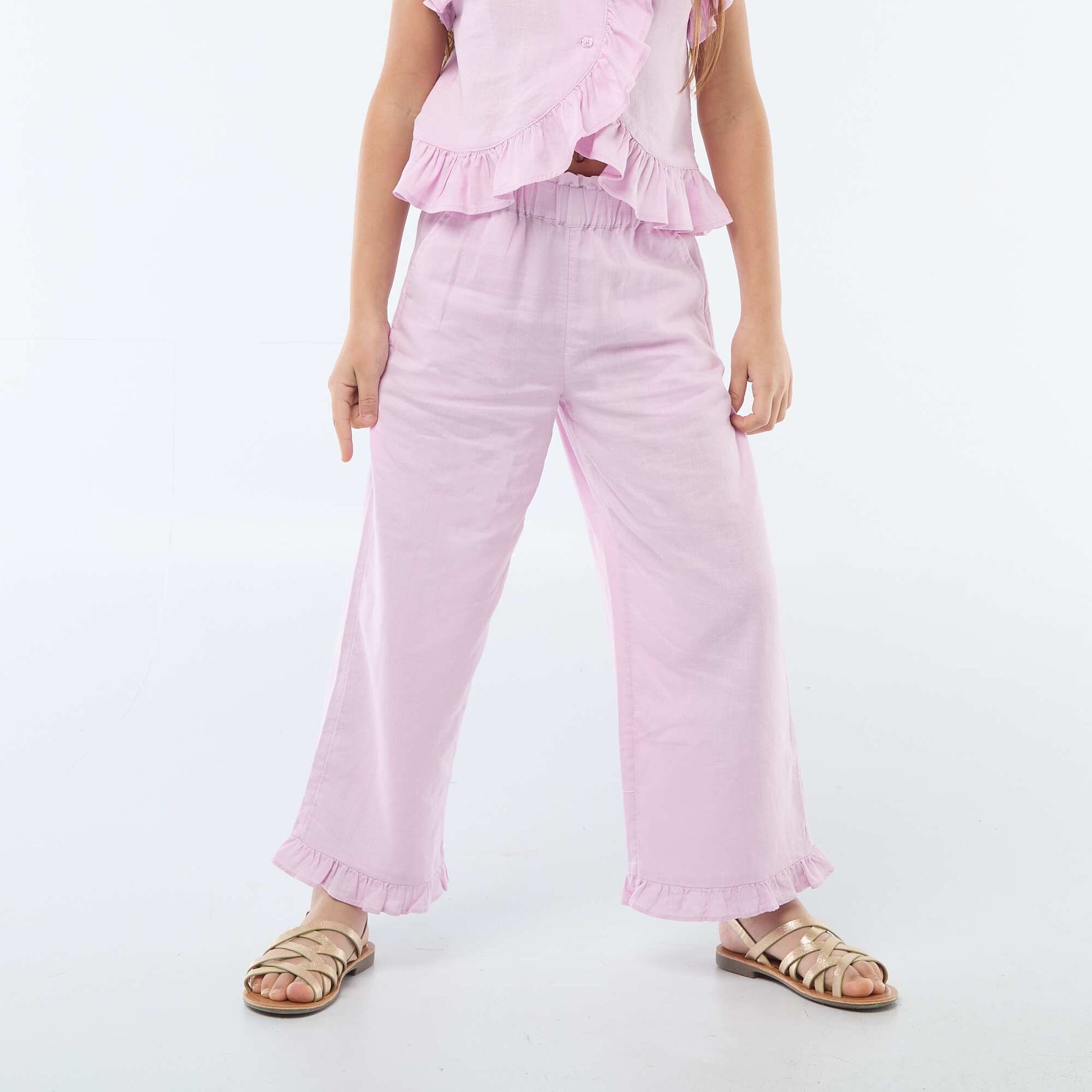 Pantalón en mezcla de lino PURPURA