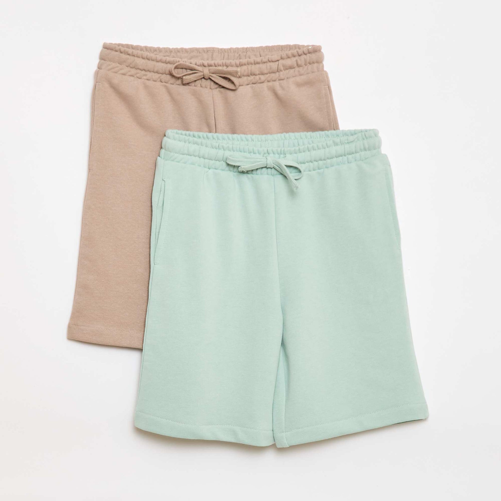 Pack de 2 pantalones cortos de algodón liso VERDE