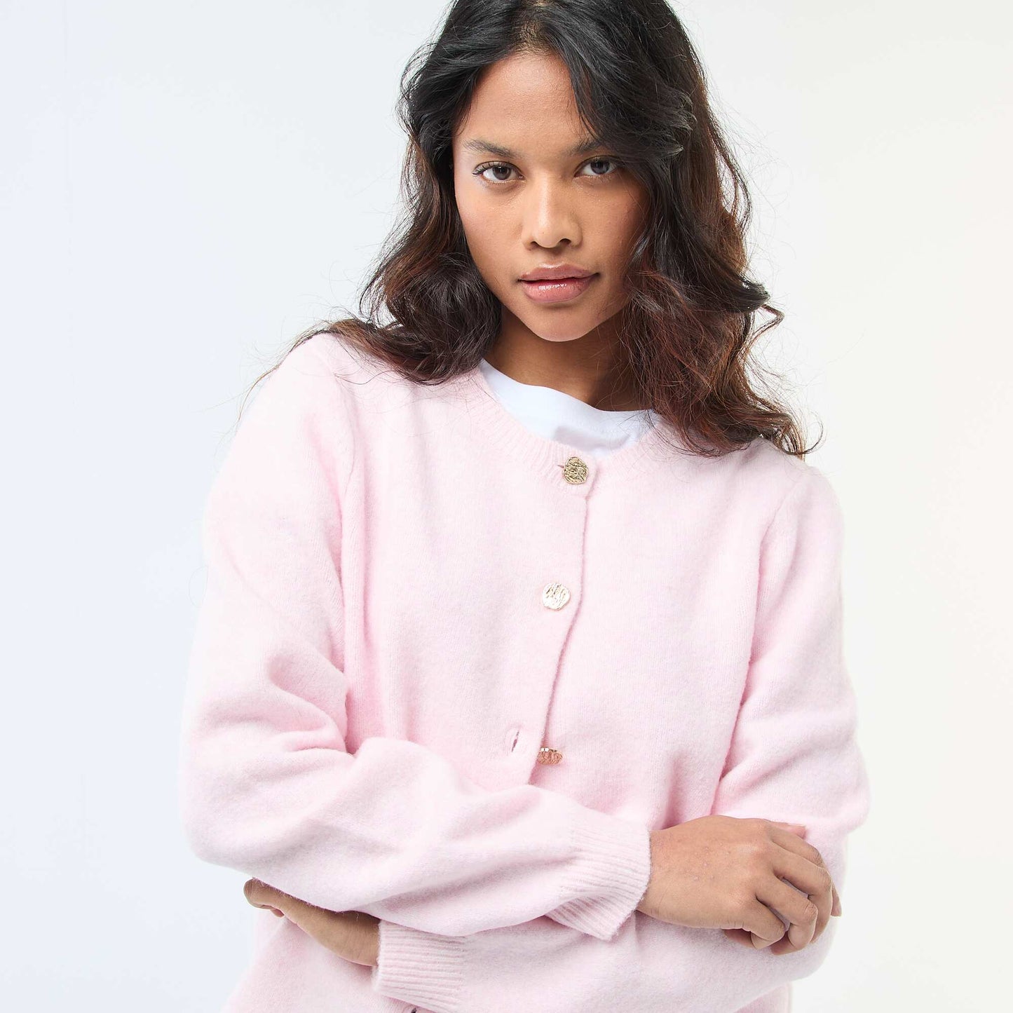 Cárdigan de punto con botones dorados ROSA