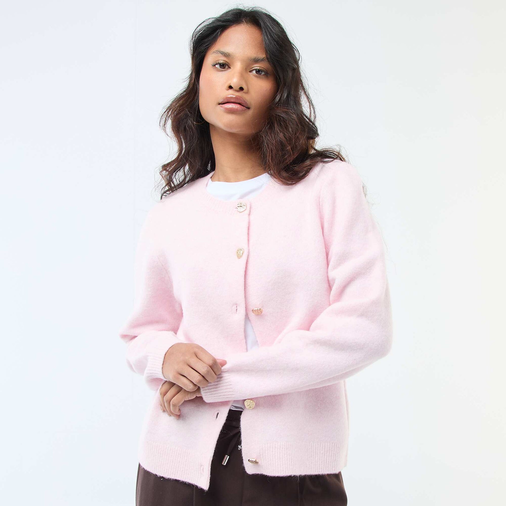 Cárdigan de punto con botones dorados ROSA