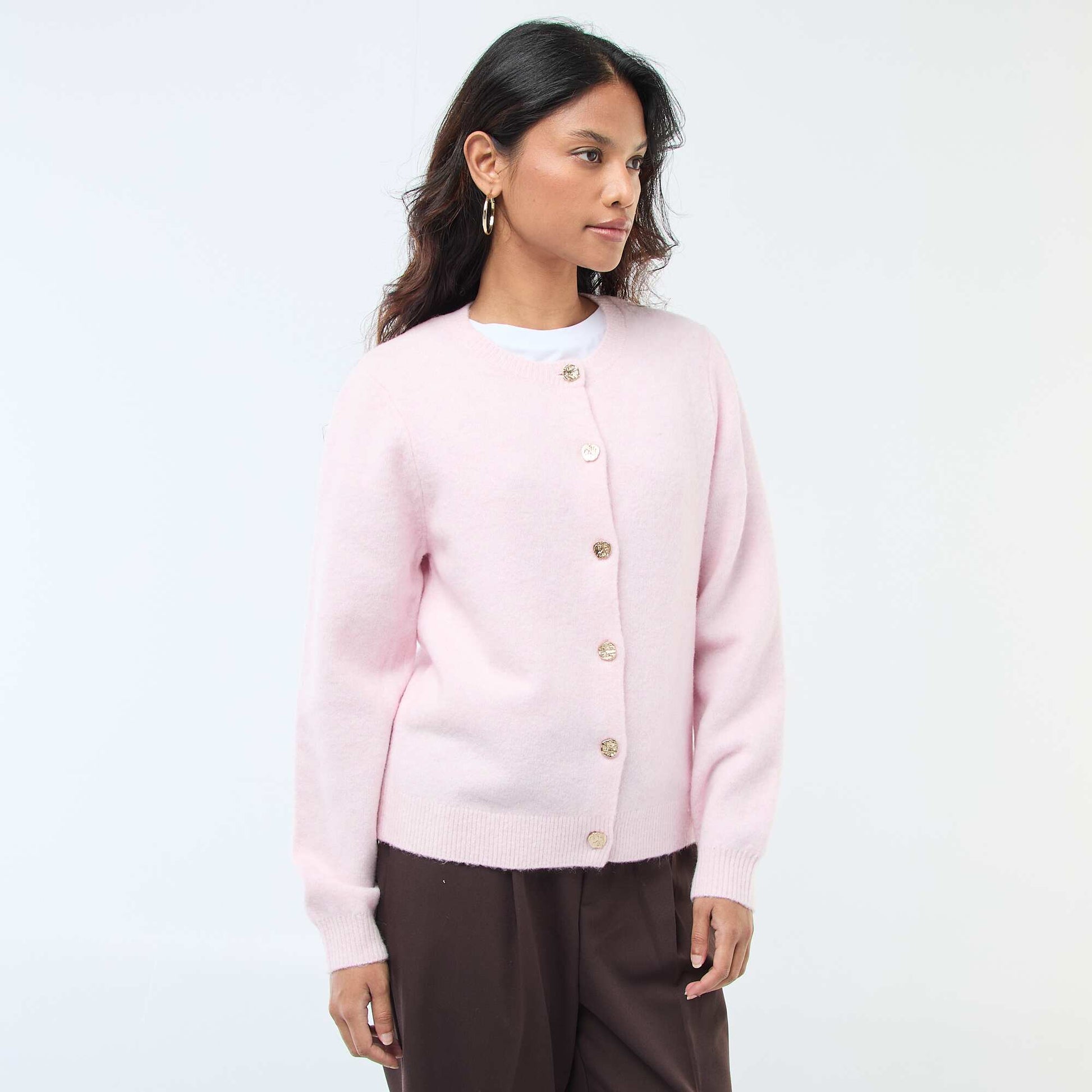 Cárdigan de punto con botones dorados ROSA