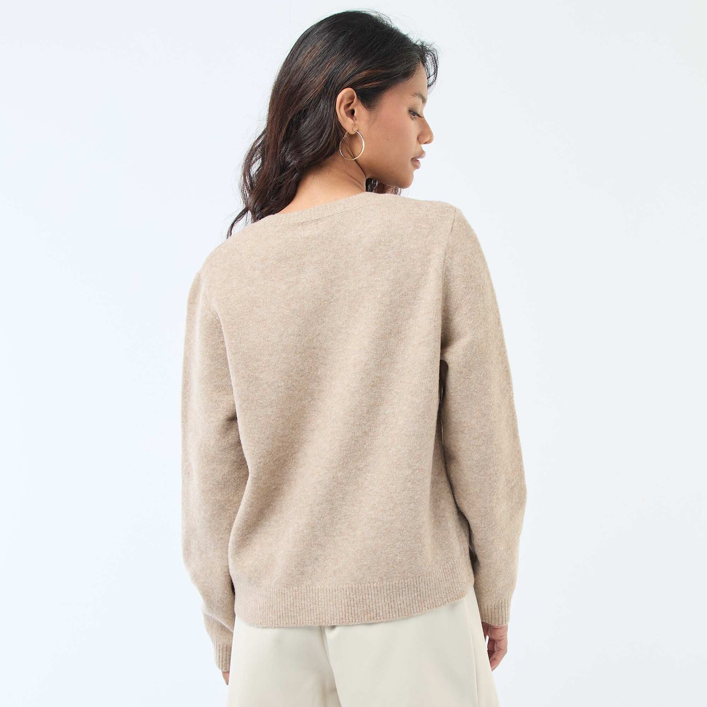Cárdigan de punto con botones dorados BEIGE