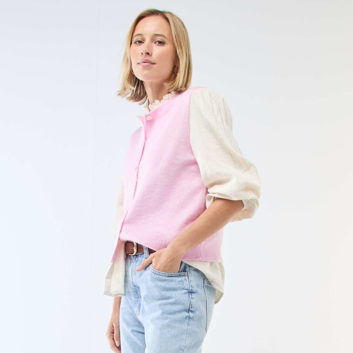 Chaleco sin mangas liso ROSA