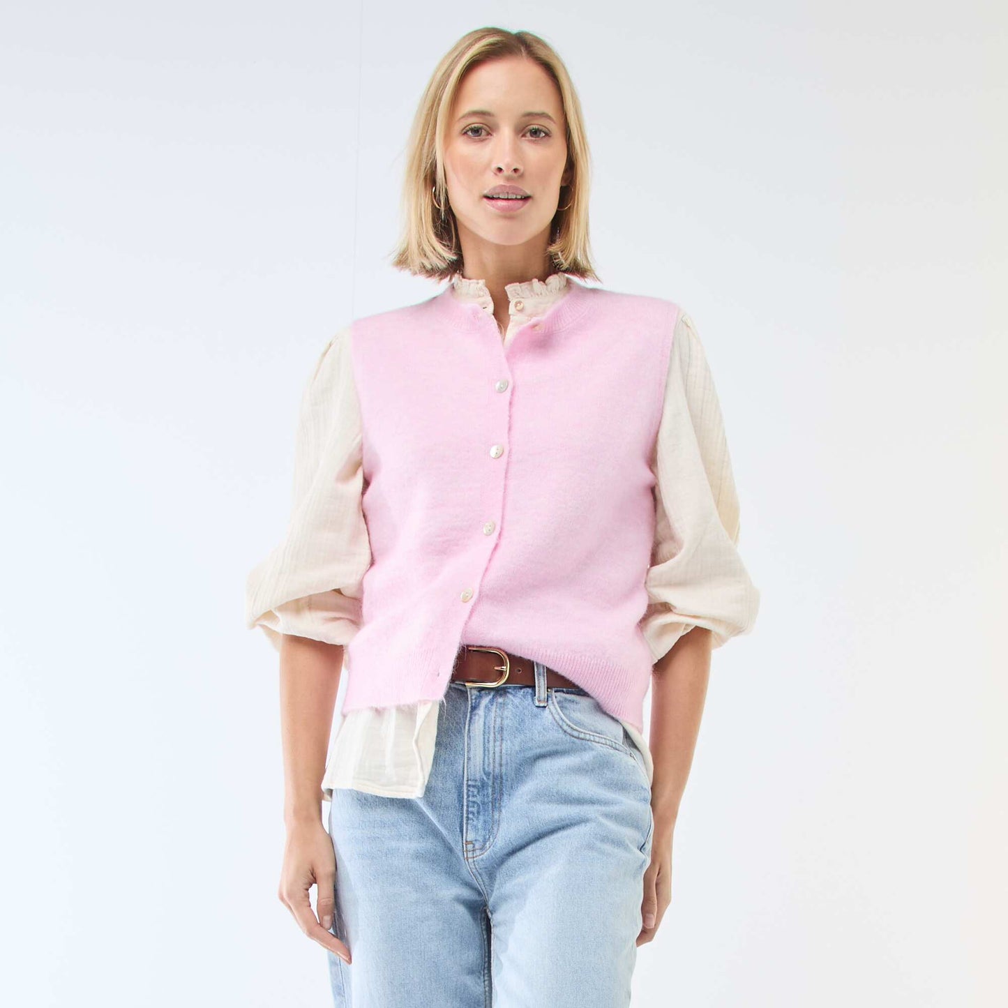 Chaleco sin mangas liso ROSA