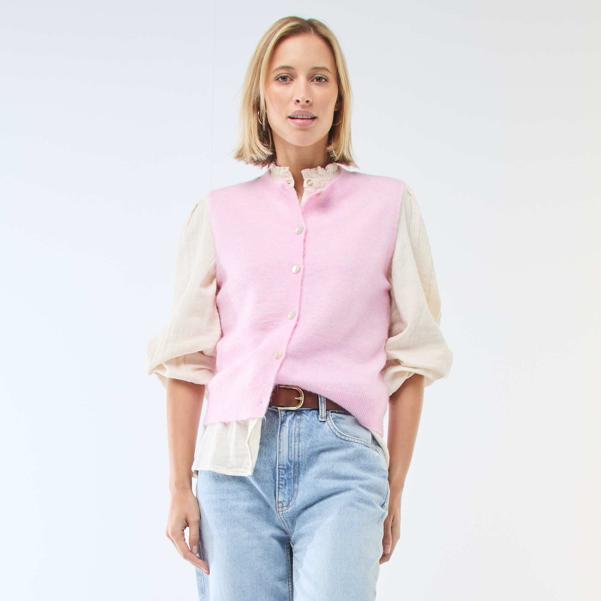 Chaleco sin mangas liso ROSA