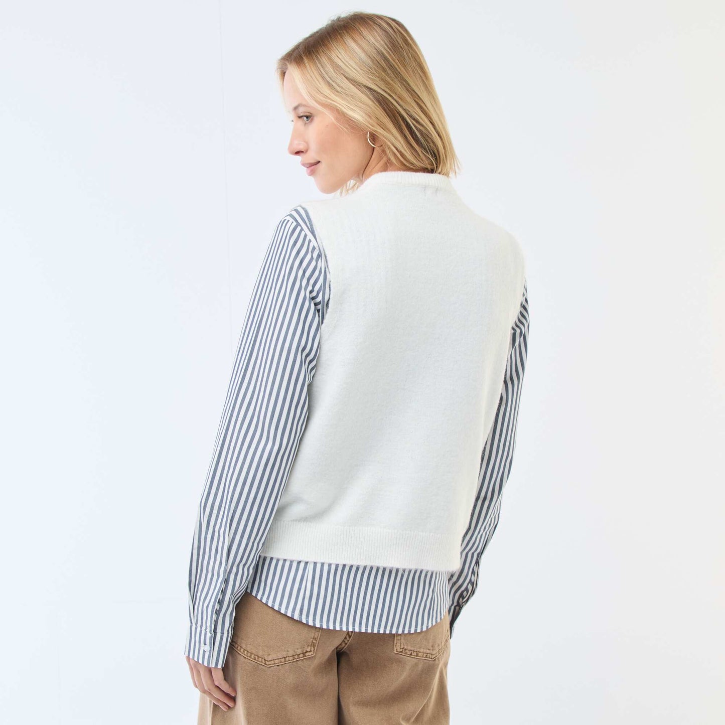 Chaleco sin mangas liso BEIGE