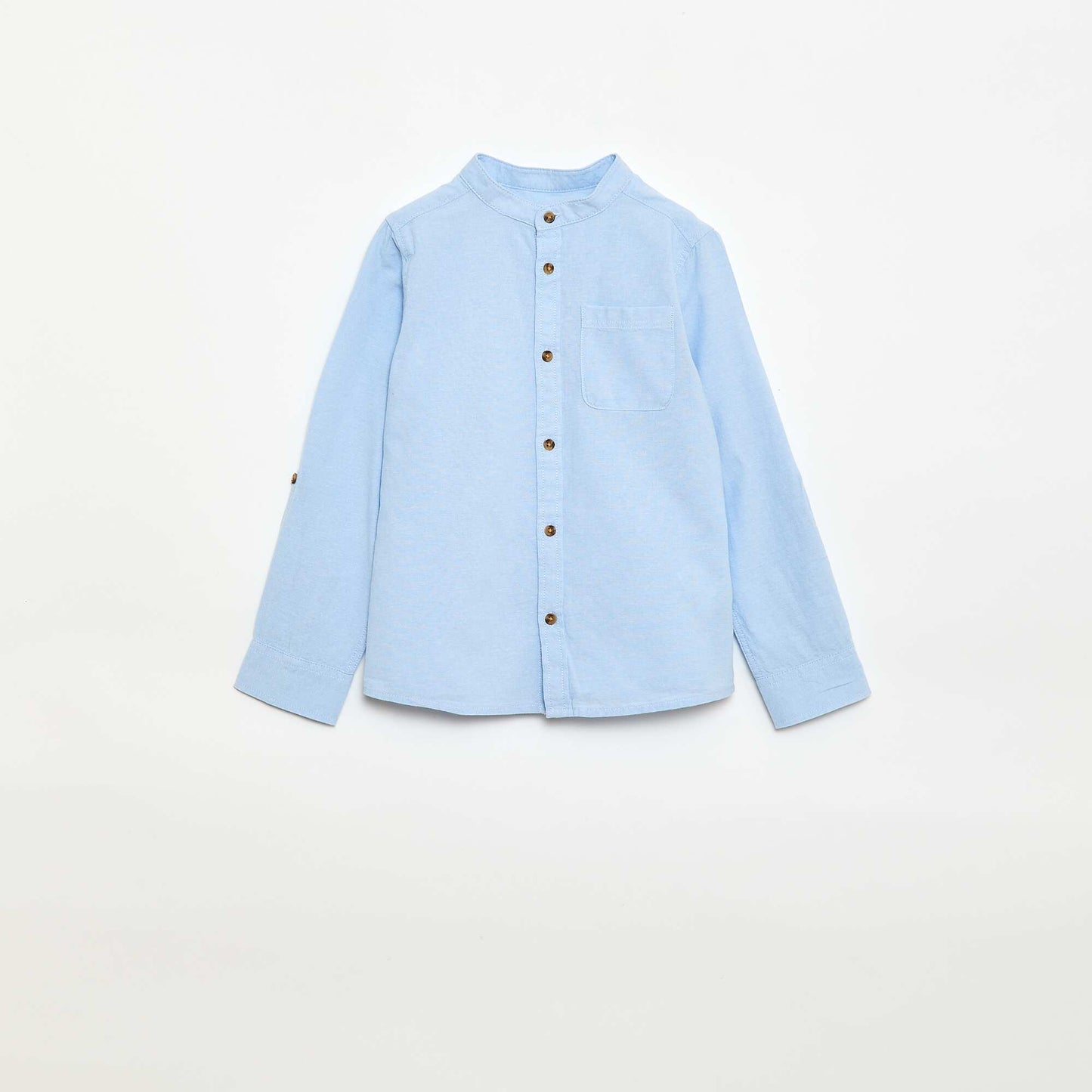 Camisa cuello mao en algodón liso AZUL