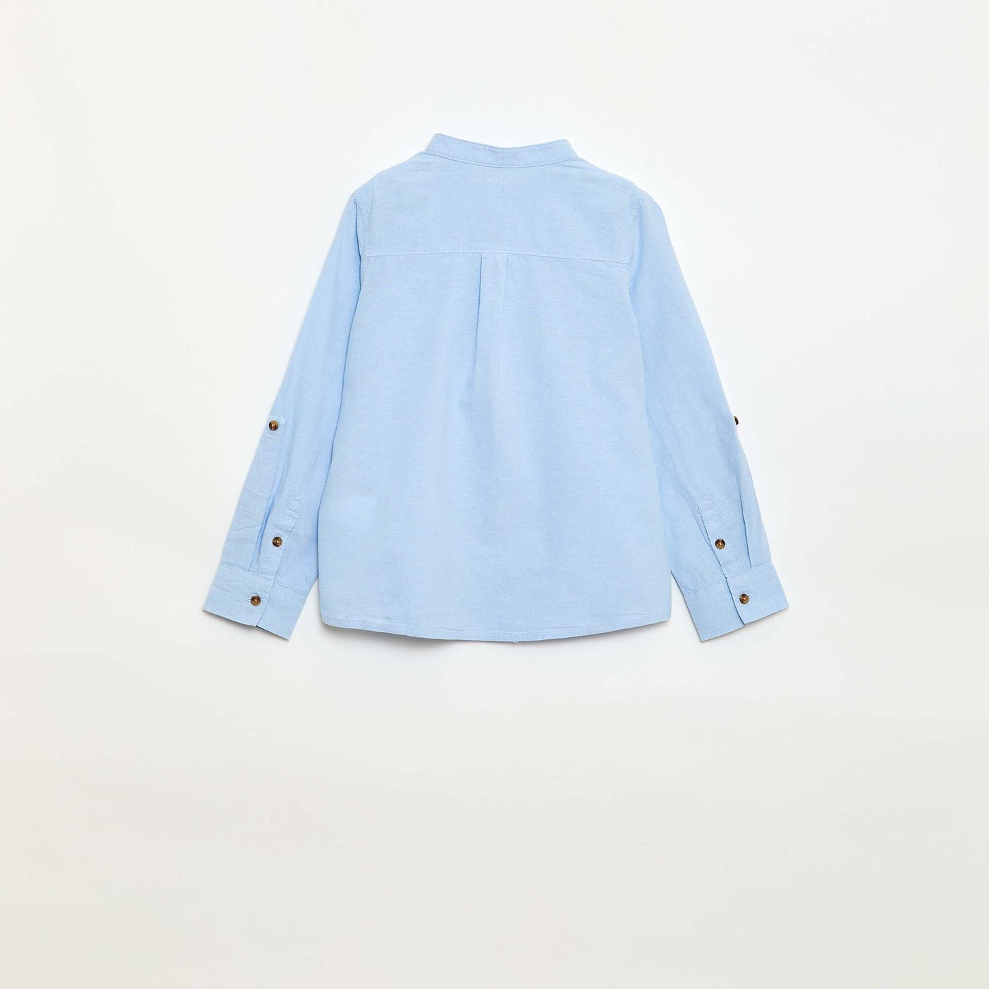 Camisa cuello mao en algodón liso AZUL