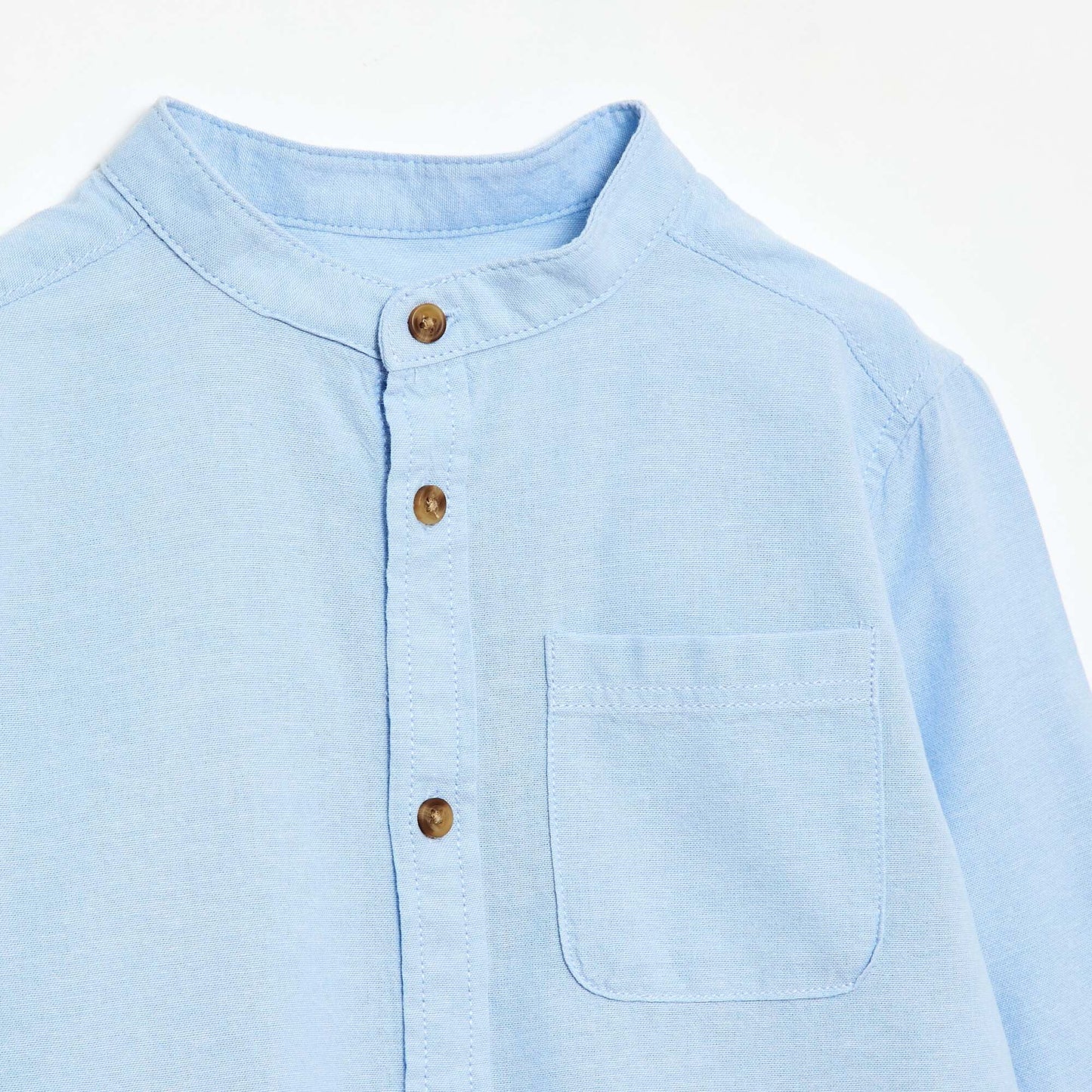 Camisa cuello mao en algodón liso AZUL