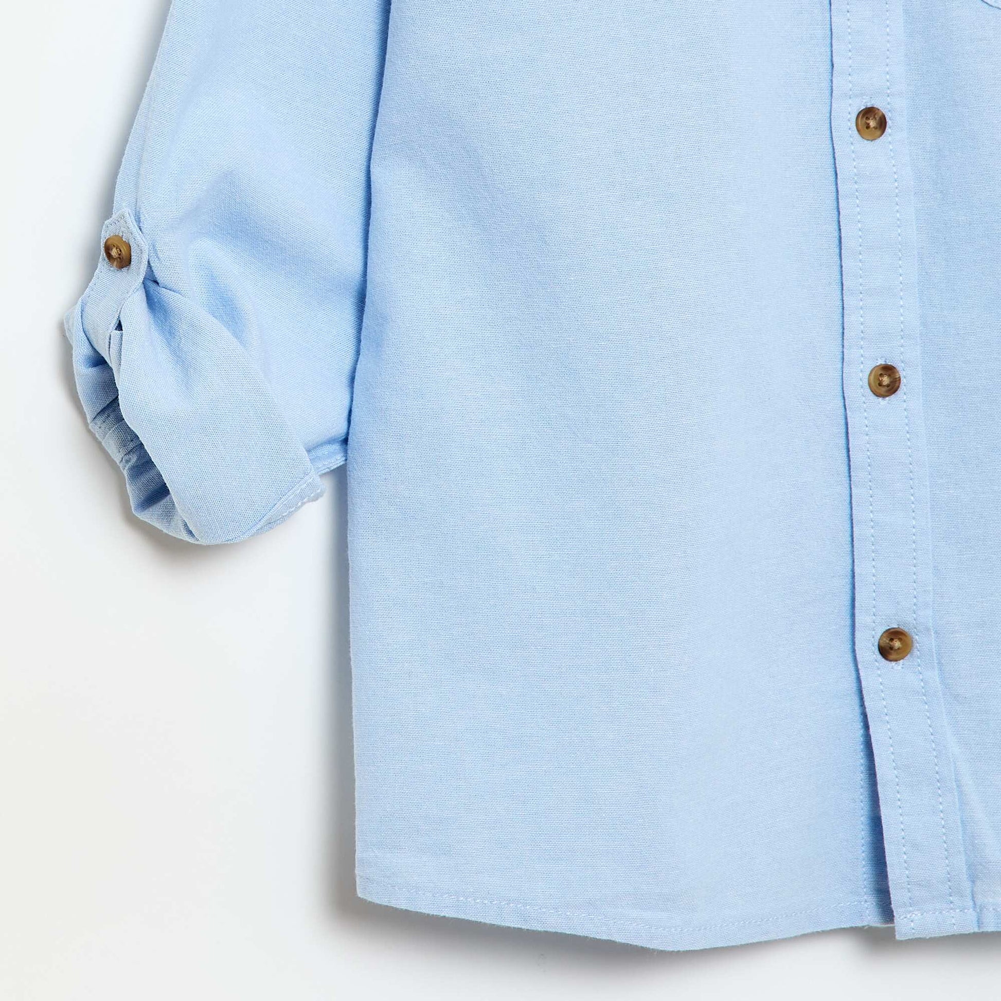 Camisa cuello mao en algodón liso AZUL