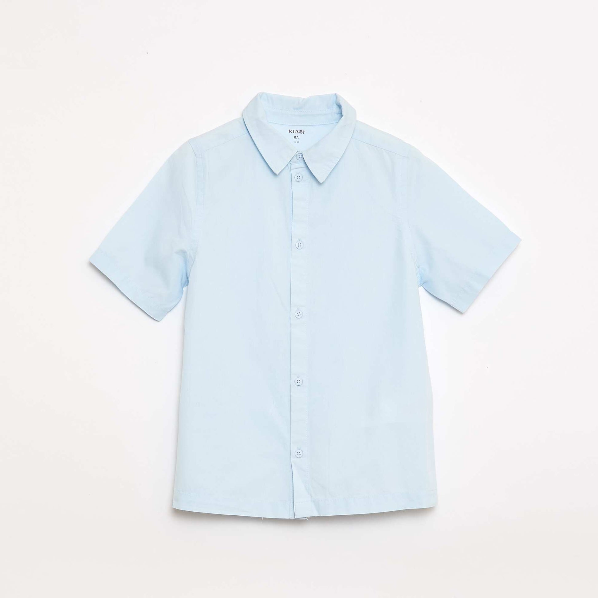 Camisa lisa de manga corta AZUL