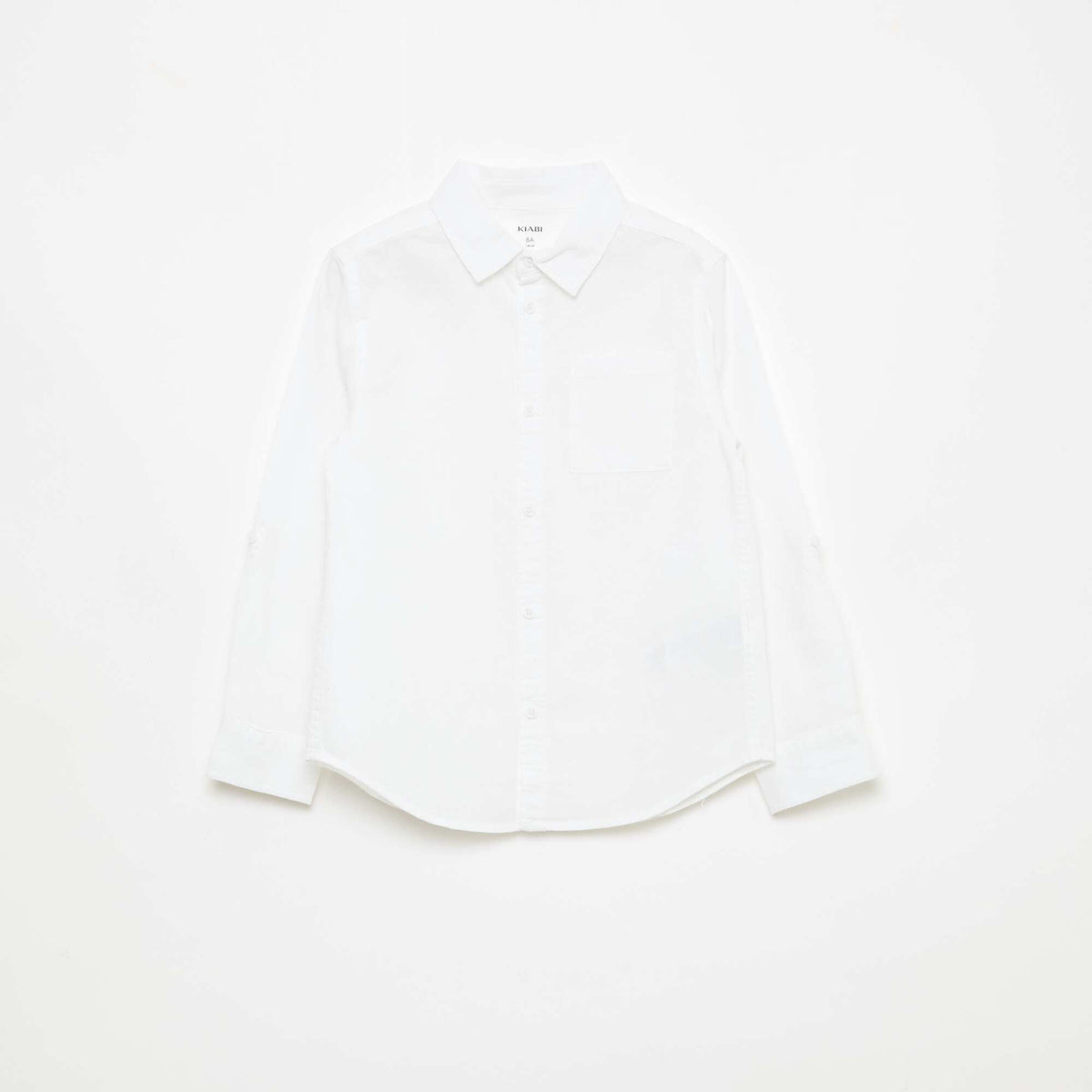 Camisa con bolsillo y mangas remangables BLANCO