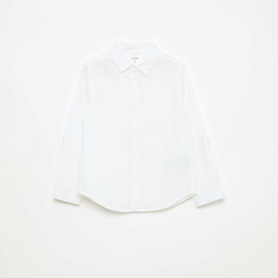 Camisa con bolsillo y mangas remangables BLANCO