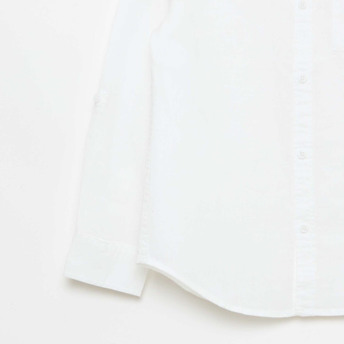 Camisa con bolsillo y mangas remangables BLANCO