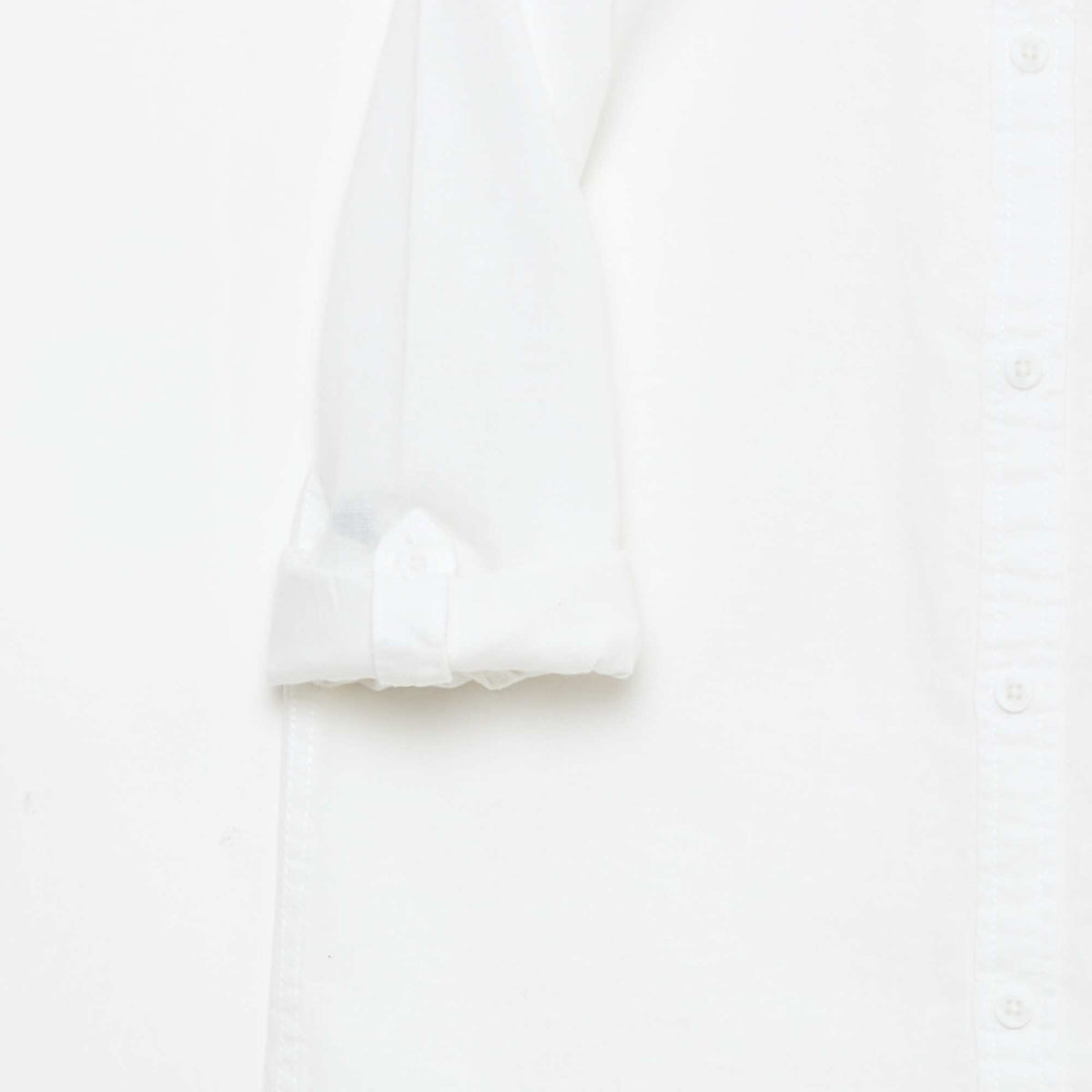 Camisa con bolsillo y mangas remangables BLANCO