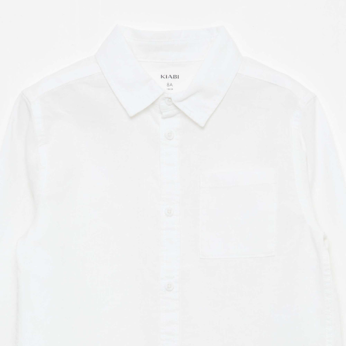 Camisa con bolsillo y mangas remangables BLANCO