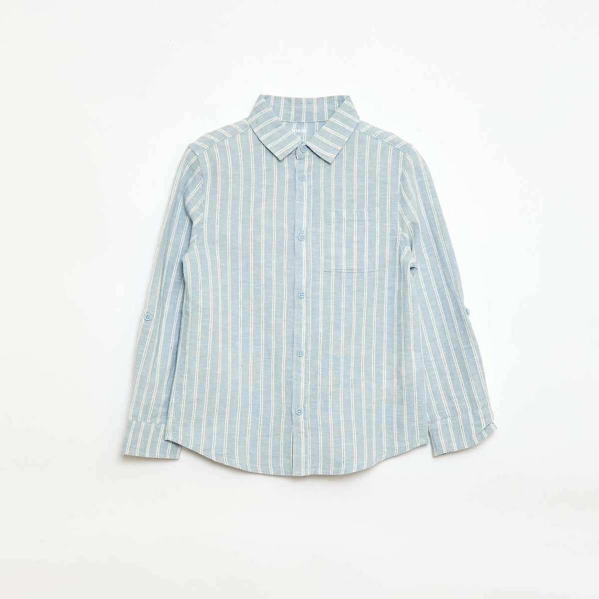Camisa con bolsillo y mangas remangables AZUL