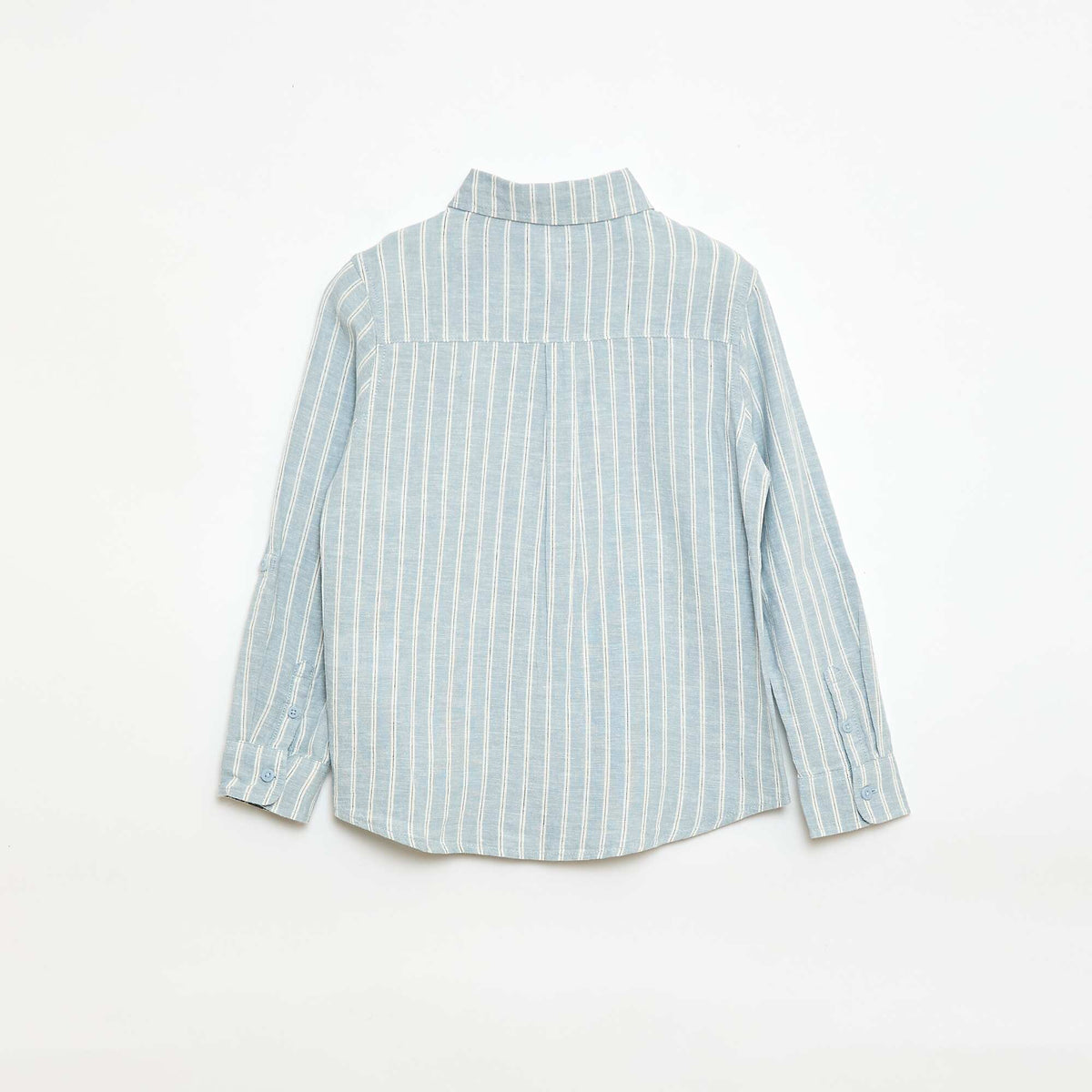 Camisa con bolsillo y mangas remangables AZUL