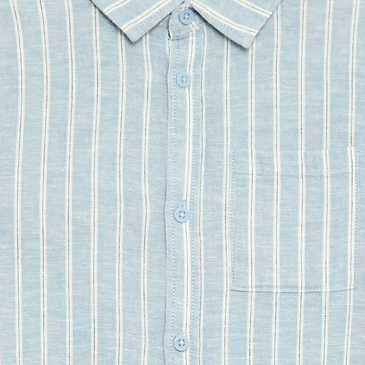 Camisa con bolsillo y mangas remangables AZUL