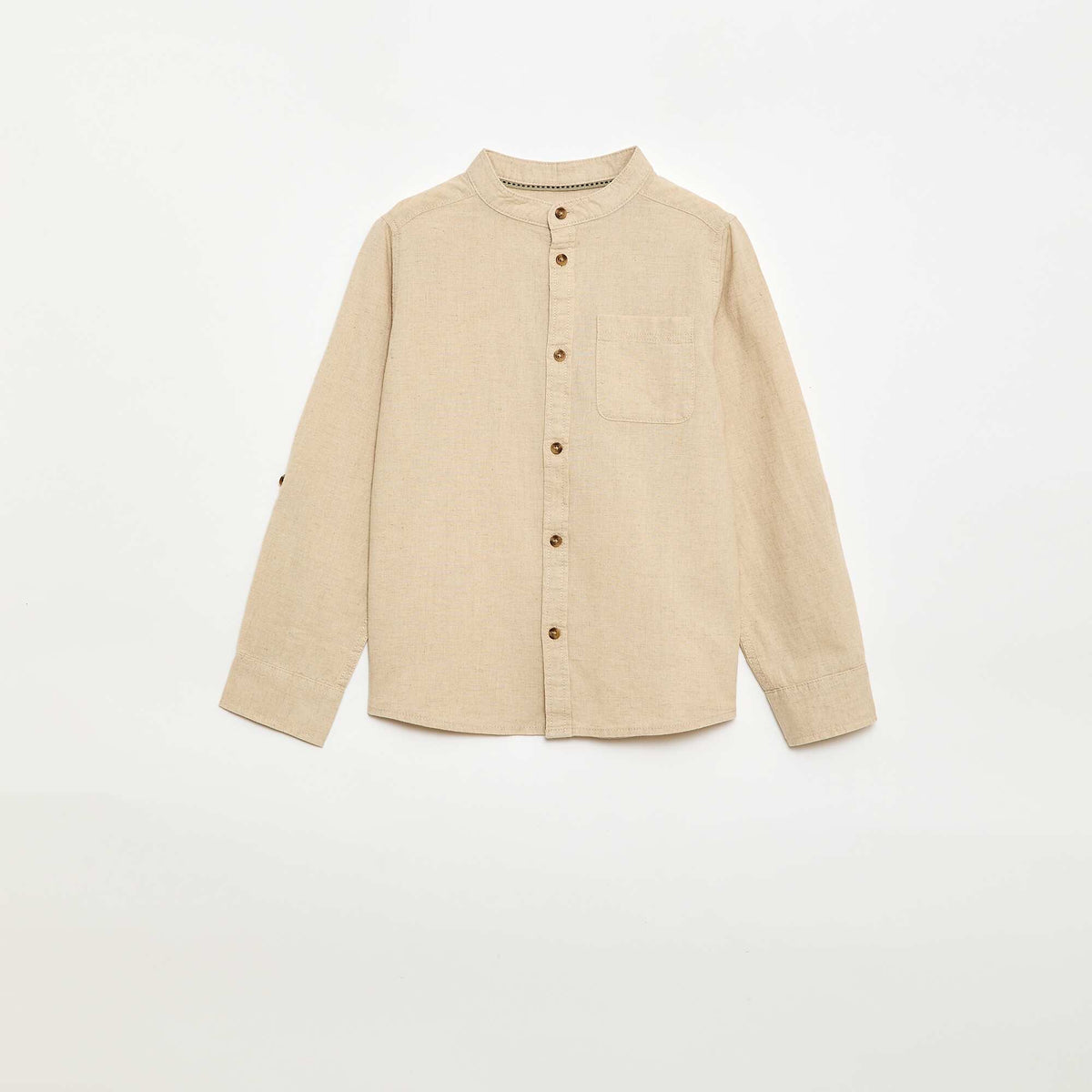 Camisa de lino mezclado BEIGE