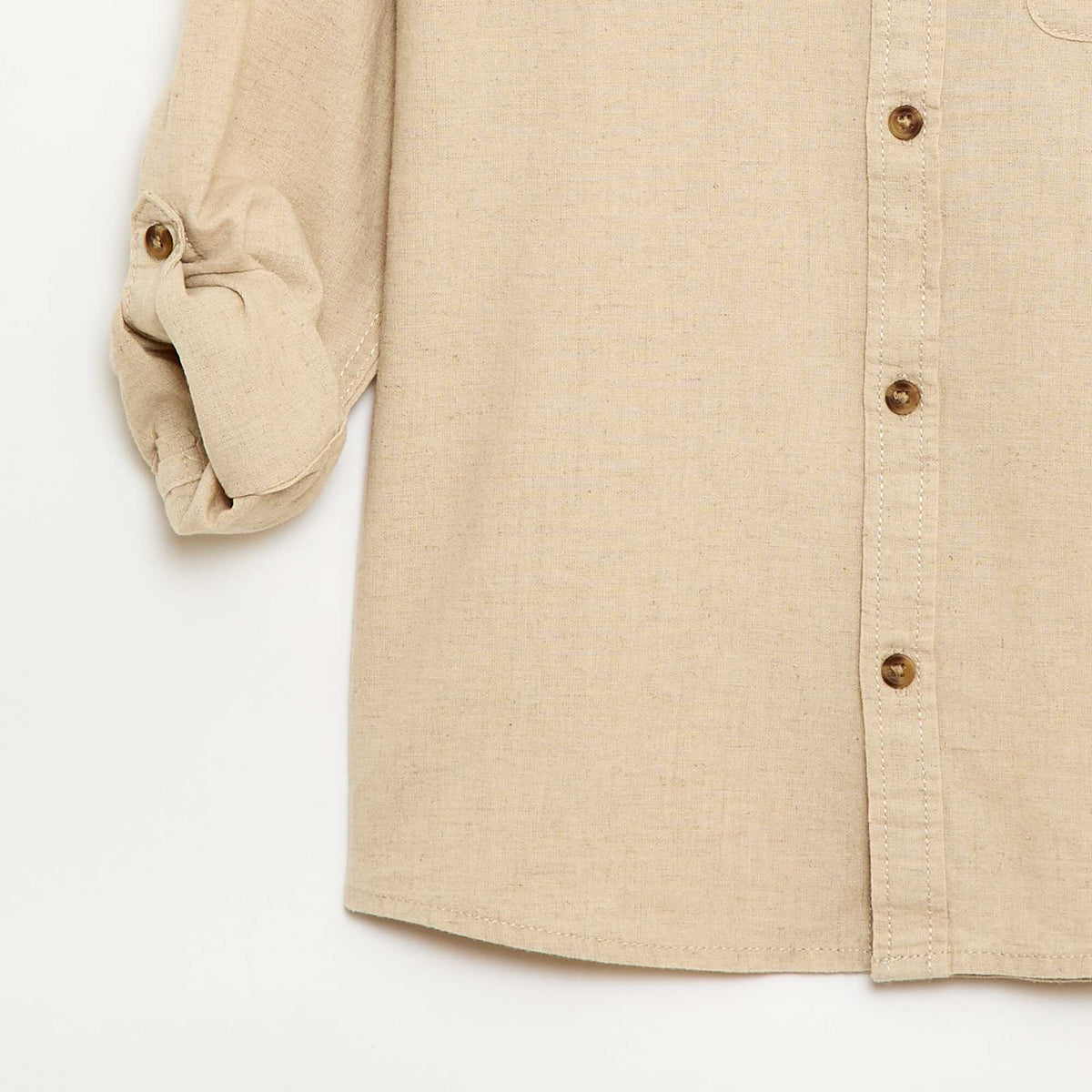 Camisa de lino mezclado BEIGE