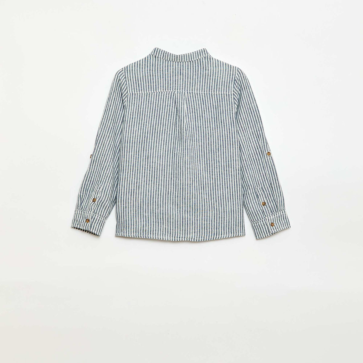 Camisa rayada de lino mezclado AZUL