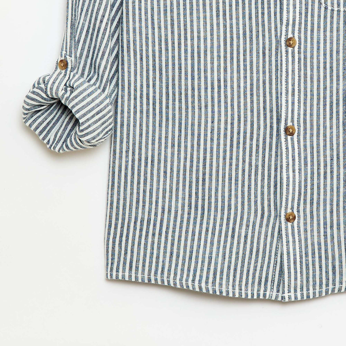 Camisa rayada de lino mezclado AZUL