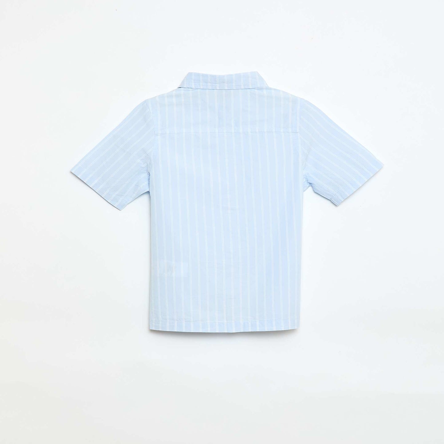 Camisa de rayas de manga corta en algodón AZUL