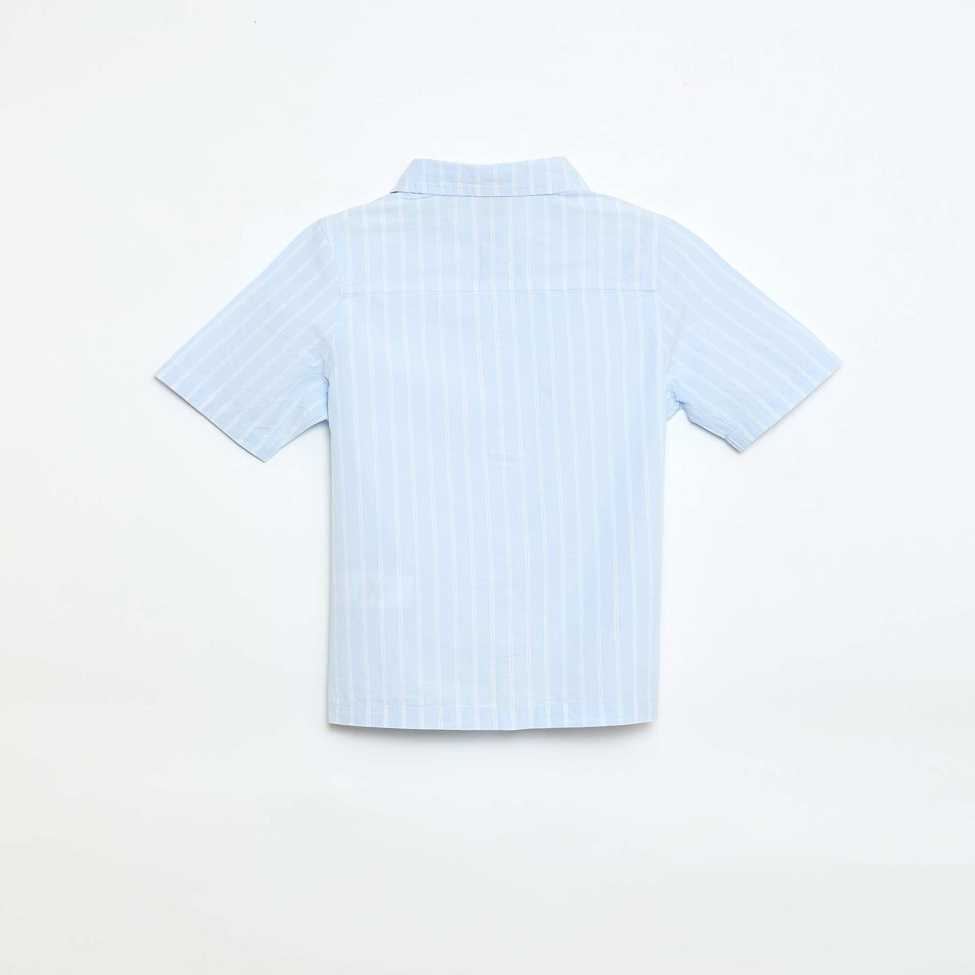 Camisa de rayas de manga corta en algodón AZUL
