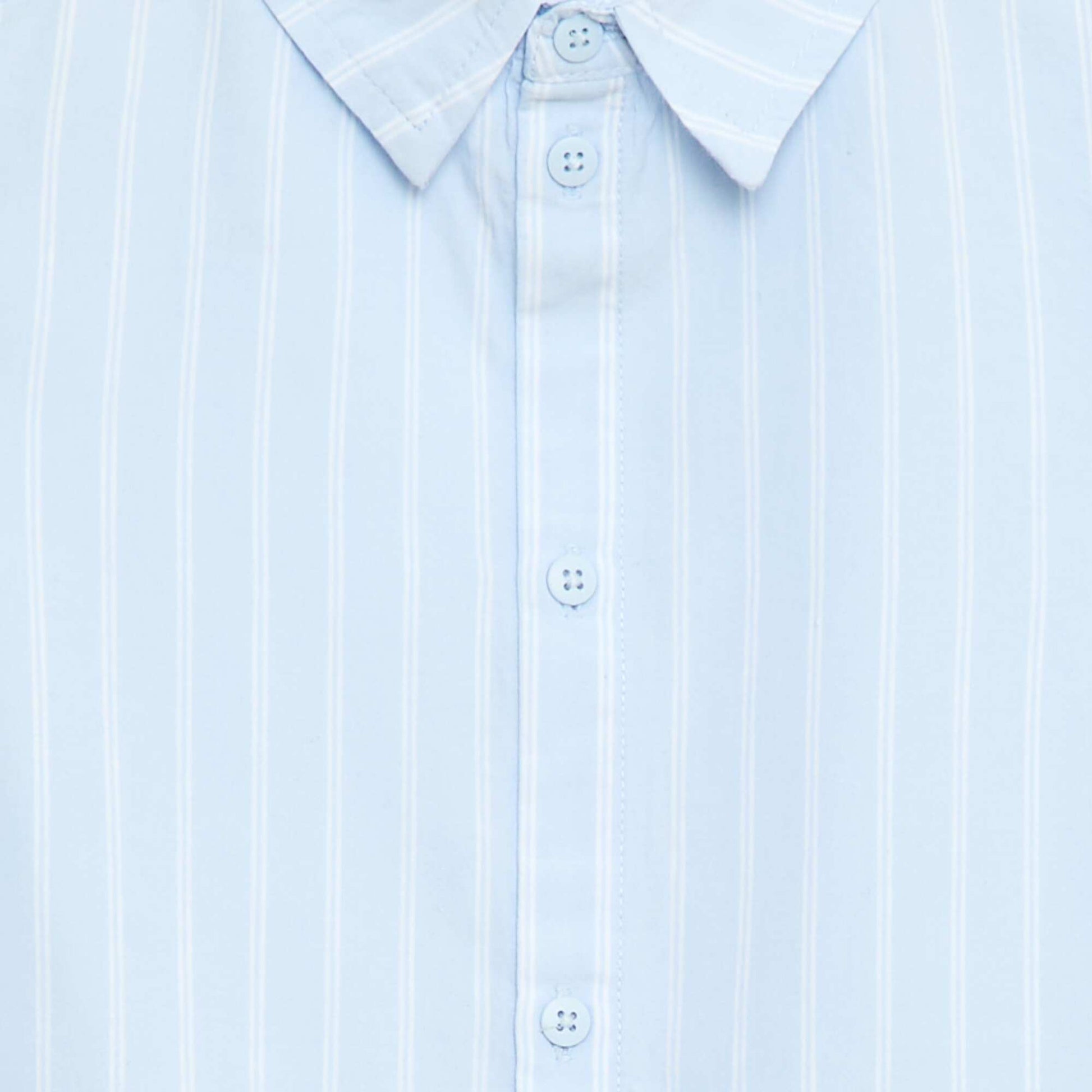 Camisa de rayas de manga corta en algodón AZUL