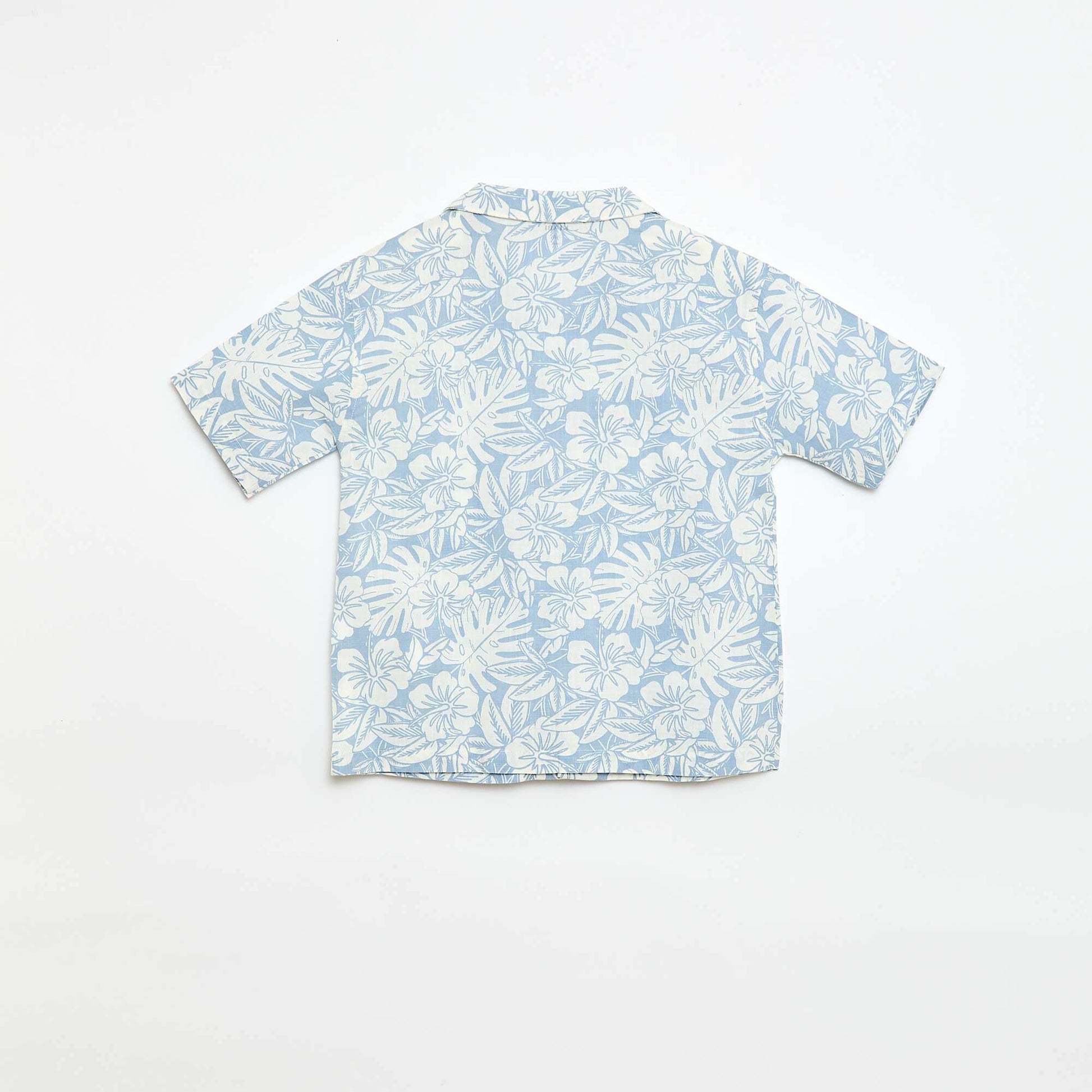 Camisa regular de manga corta en algodón AZUL
