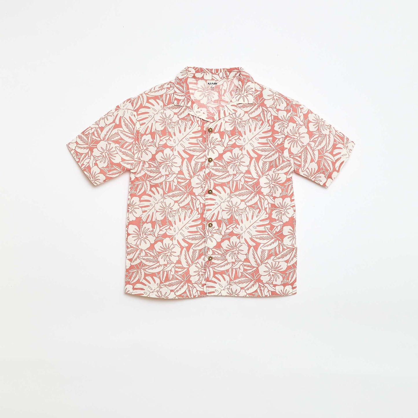 Camisa regular de manga corta en algodón ROJO