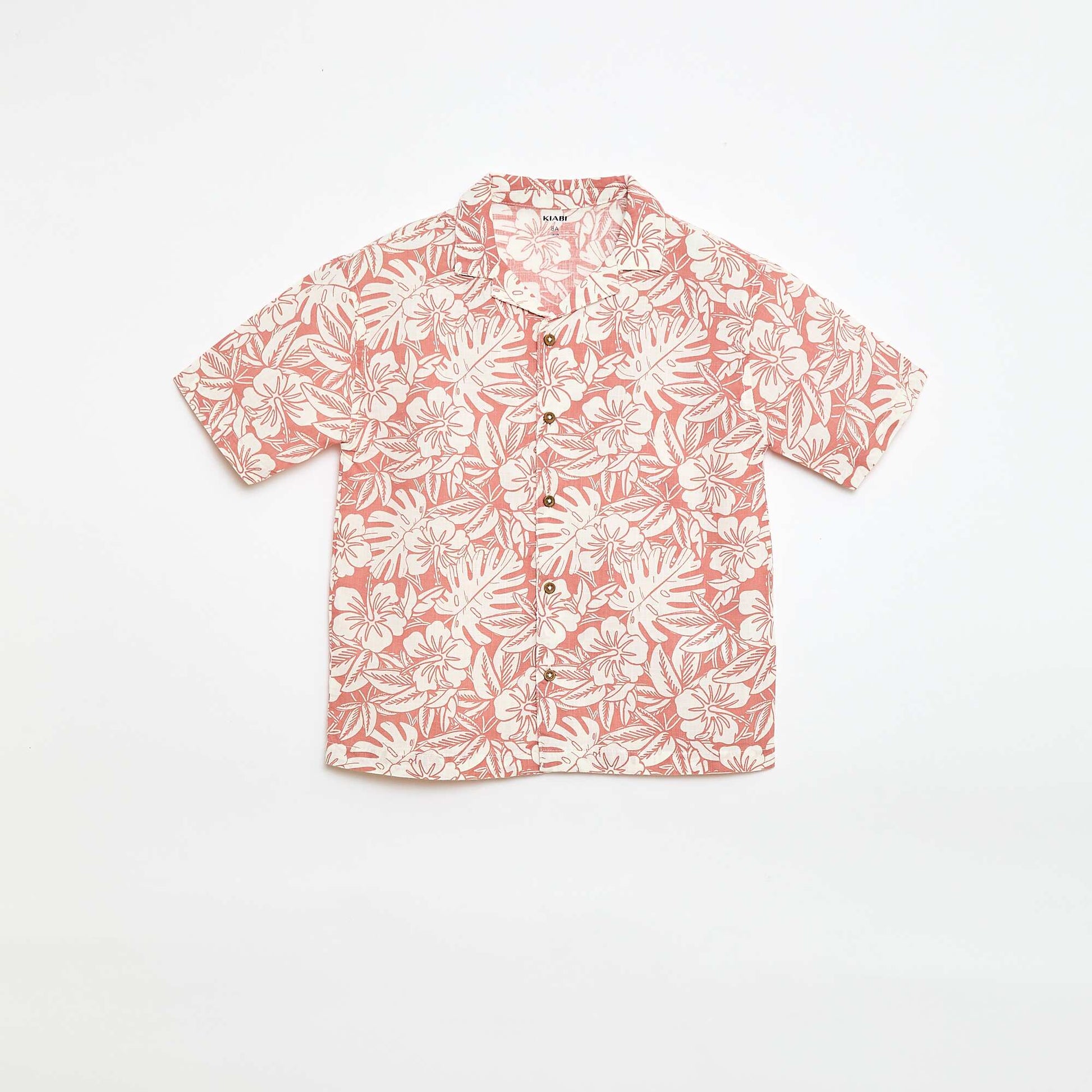 Camisa regular de manga corta en algodón ROJO